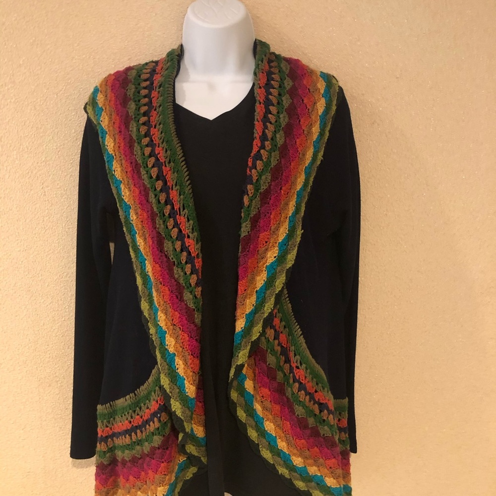 DOUBLE ZERO Colorful Knit Cardigan Small